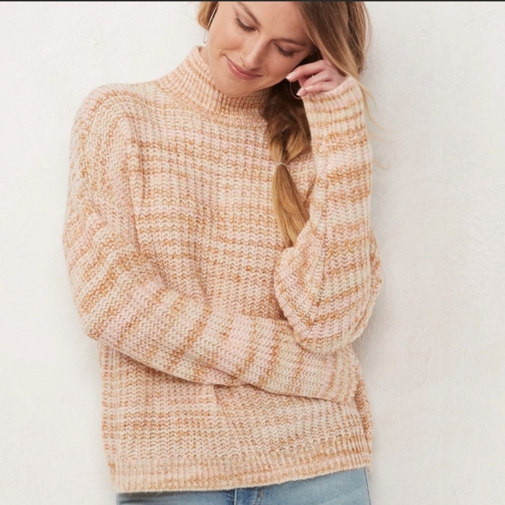 LC Lauren Conrad long sleeve pink and white striped sweater - Picture 1 of 4